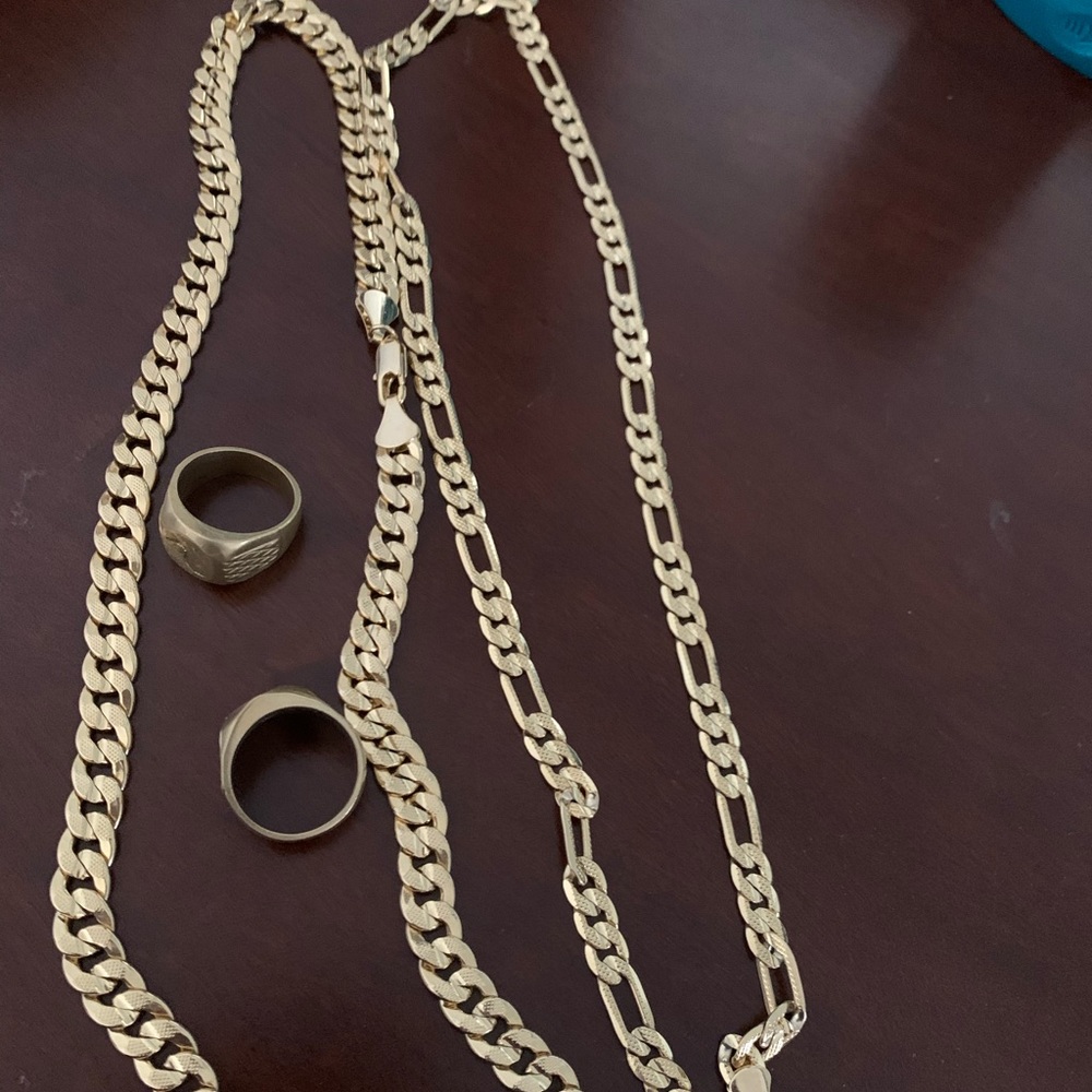 18K Gold plated Necklace Good for women and men’s
One is 24” long 
And 23”